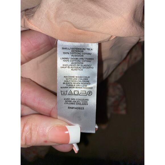 NWT $90 LOFT size Large Peach Pink Floral Liner Slip Elastic Wrist Waist Dress - Picture 6 of 12